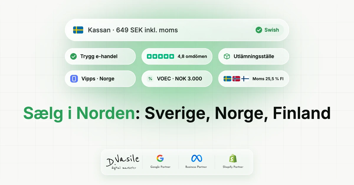 Sådan sælger din webshop til Sverige, Norge og Finland: tillid, betaling, levering og moms